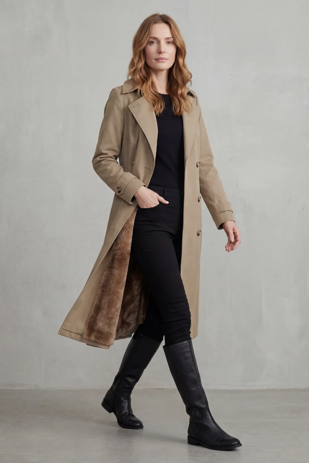 Carletta – Faux fur-lined trench – Double-breasted winter coat - Image 3