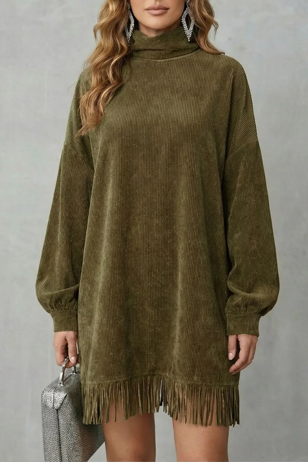 Castellaine – Fringed charm – Turtleneck mini dress - Image 5