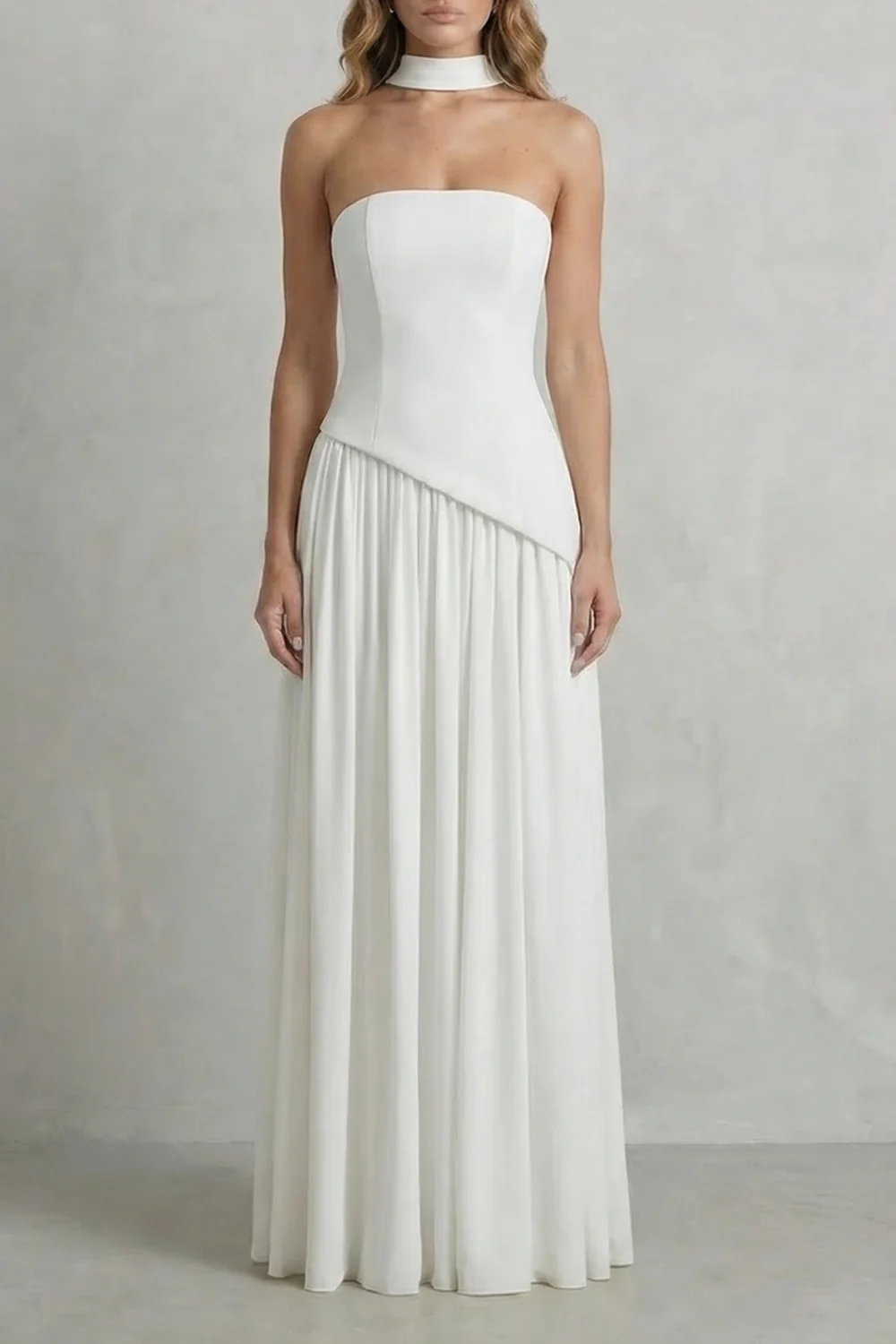 Celestara – Sculpted draped slit – Strapless maxi dress - Image 11