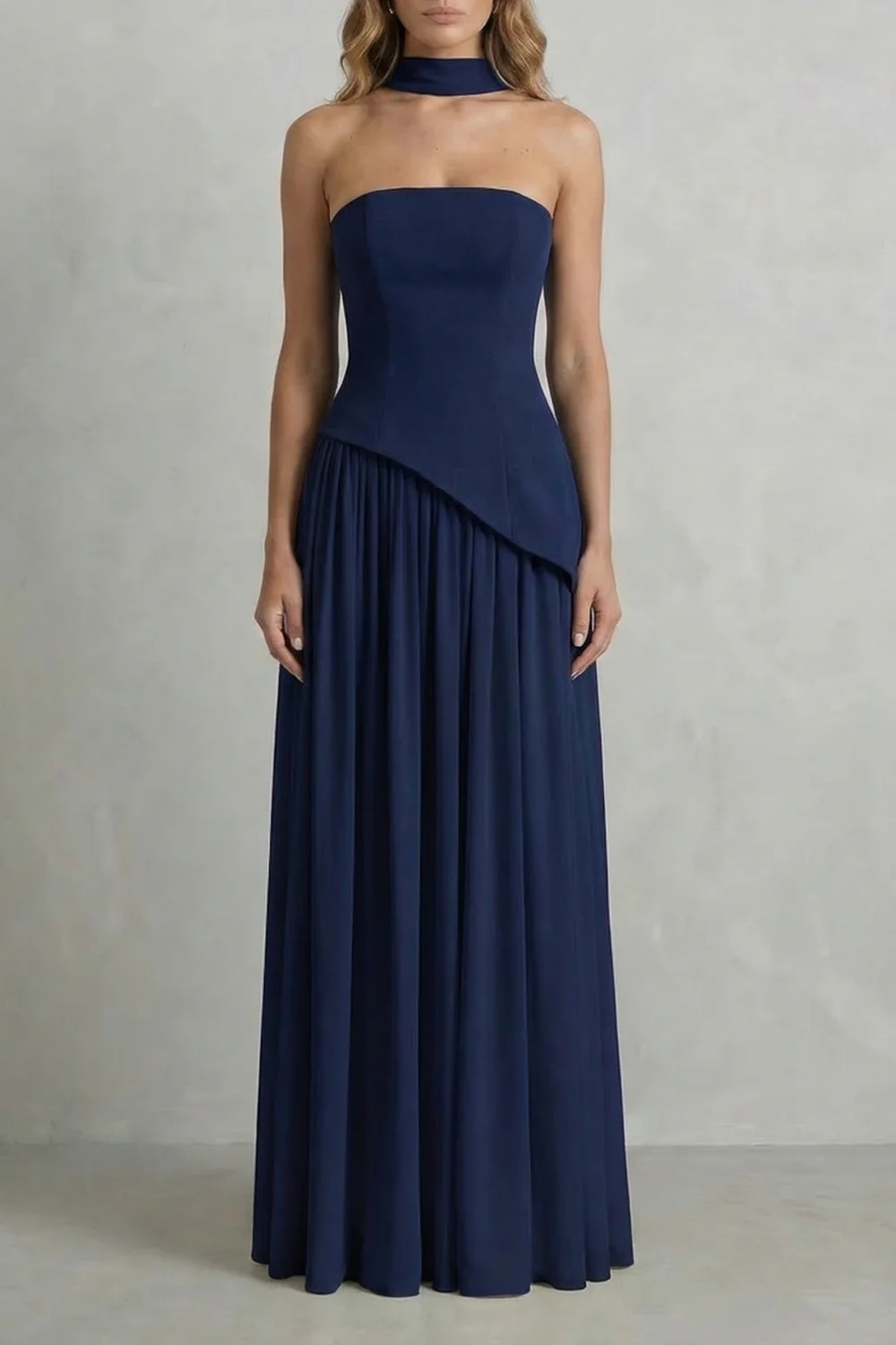 Celestara – Sculpted draped slit – Strapless maxi dress - Image 13