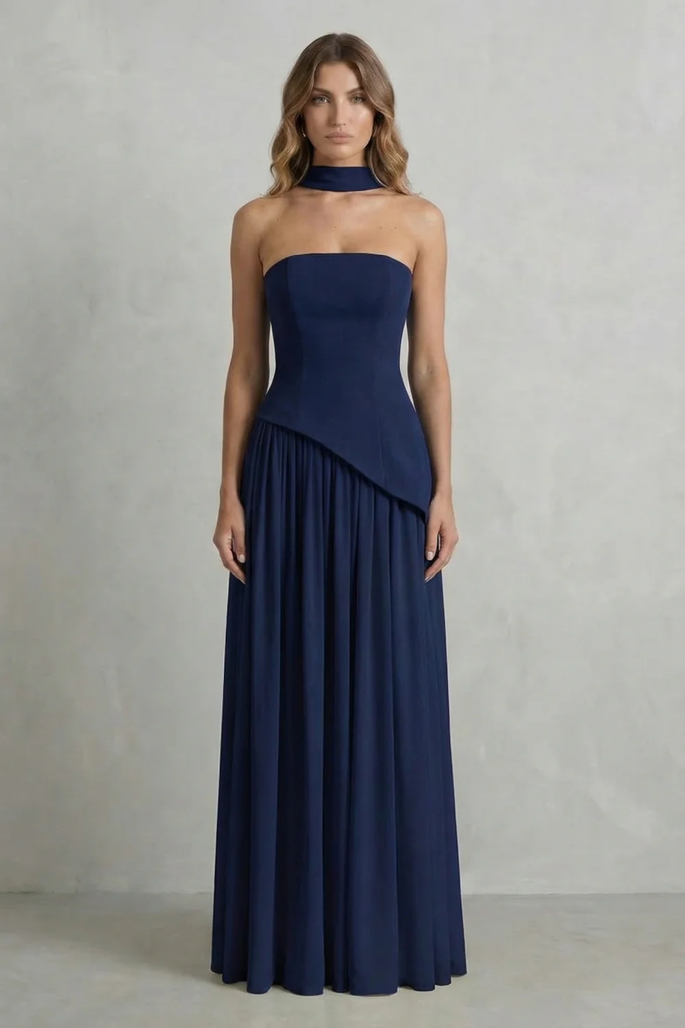Celestara – Sculpted draped slit – Strapless maxi dress - Image 14