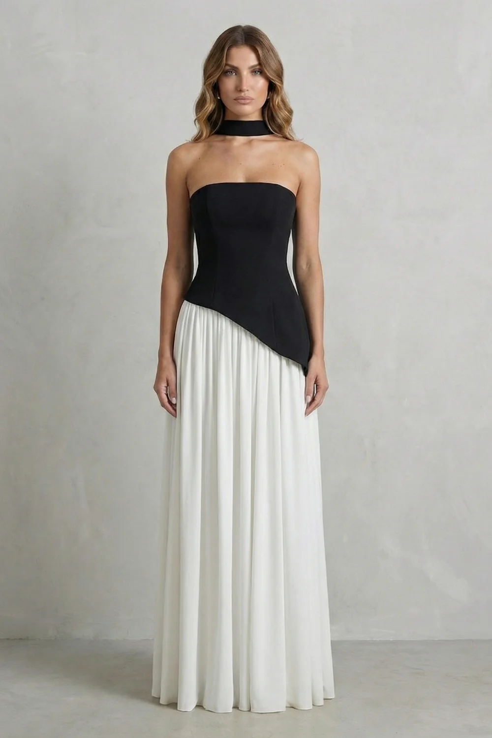 Celestara – Sculpted draped slit – Strapless maxi dress - Image 18