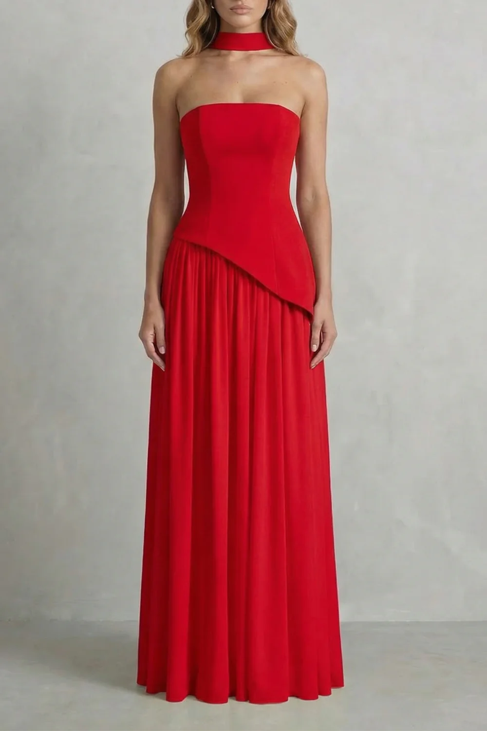 Celestara – Sculpted draped slit – Strapless maxi dress - Image 19