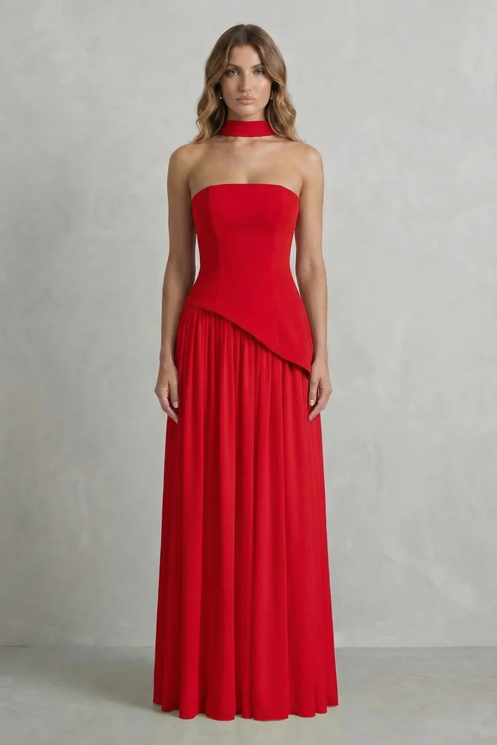Celestara – Sculpted draped slit – Strapless maxi dress - Image 20
