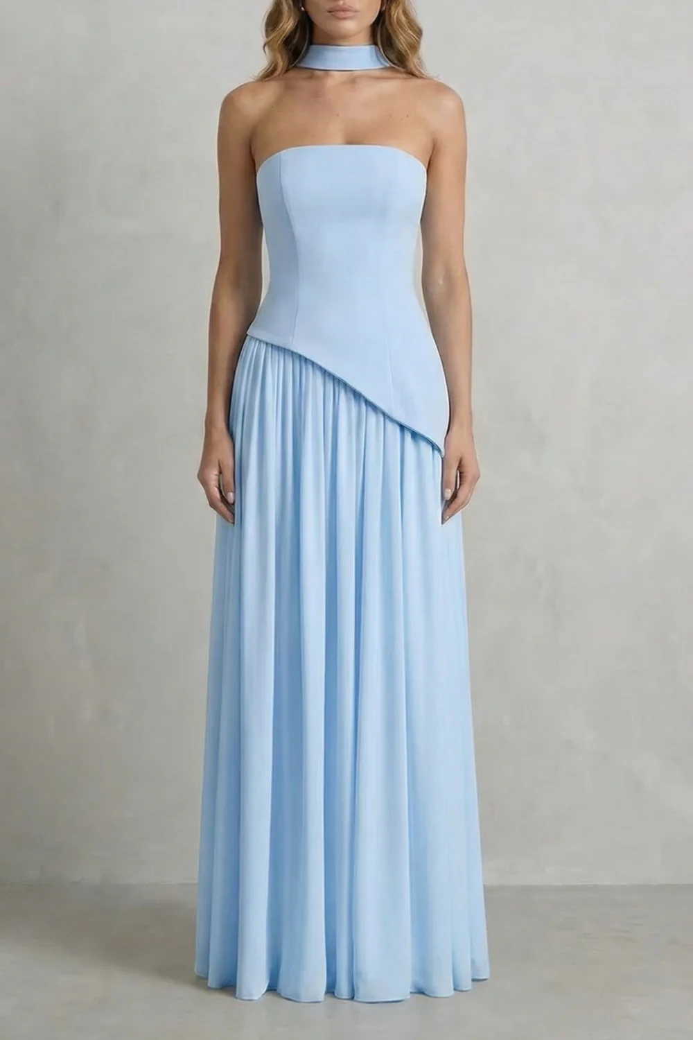 Celestara – Sculpted draped slit – Strapless maxi dress - Image 7