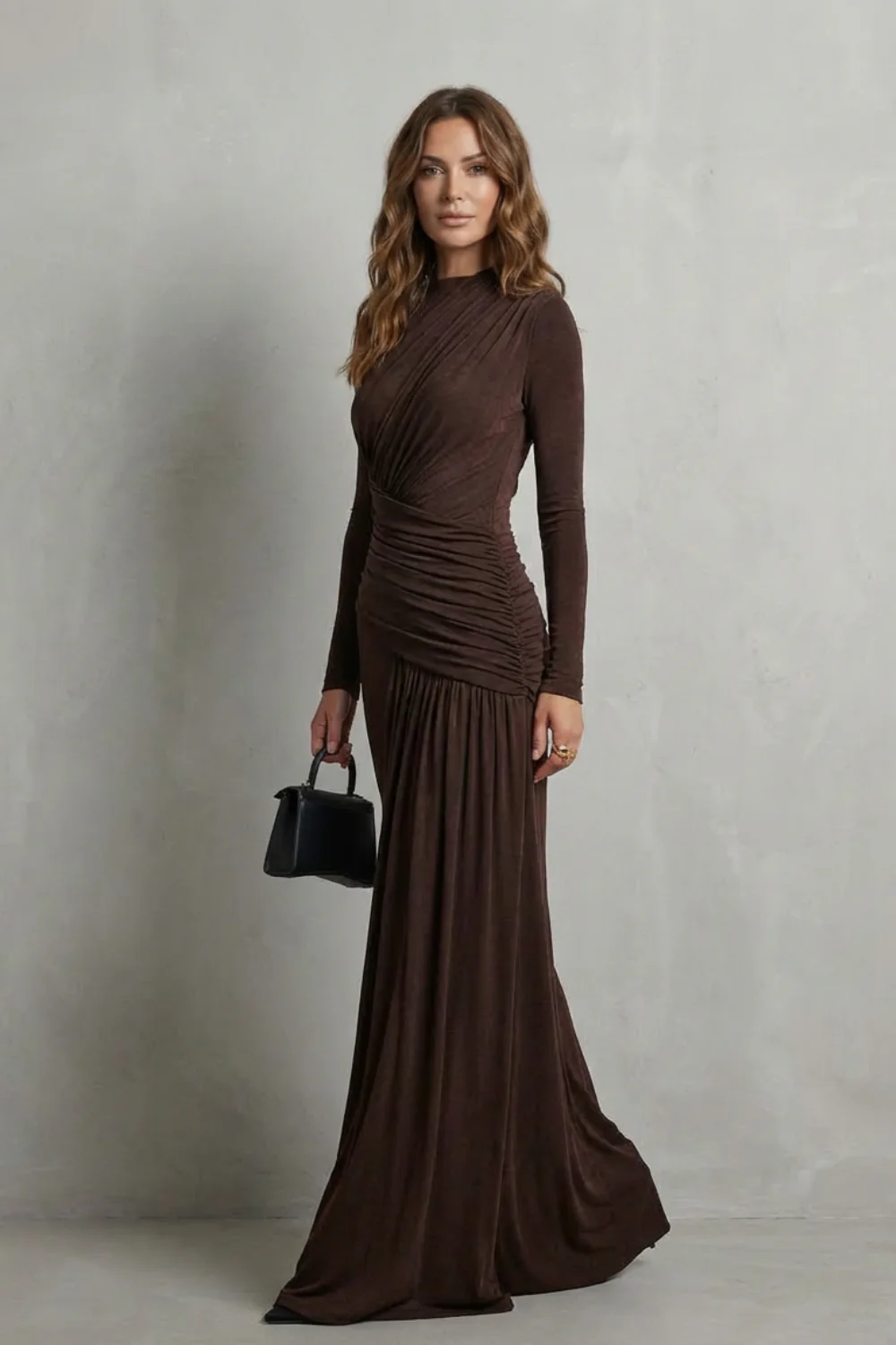 Celeste – Draped Pleated Maxi Dress – Elegant Silhouette - Image 3
