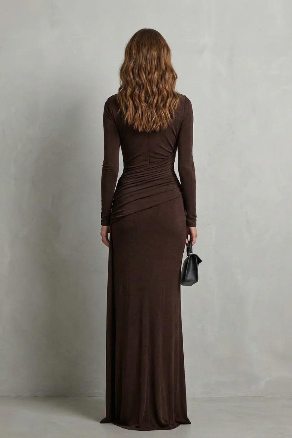 Celeste – Draped Pleated Maxi Dress – Elegant Silhouette - Image 4