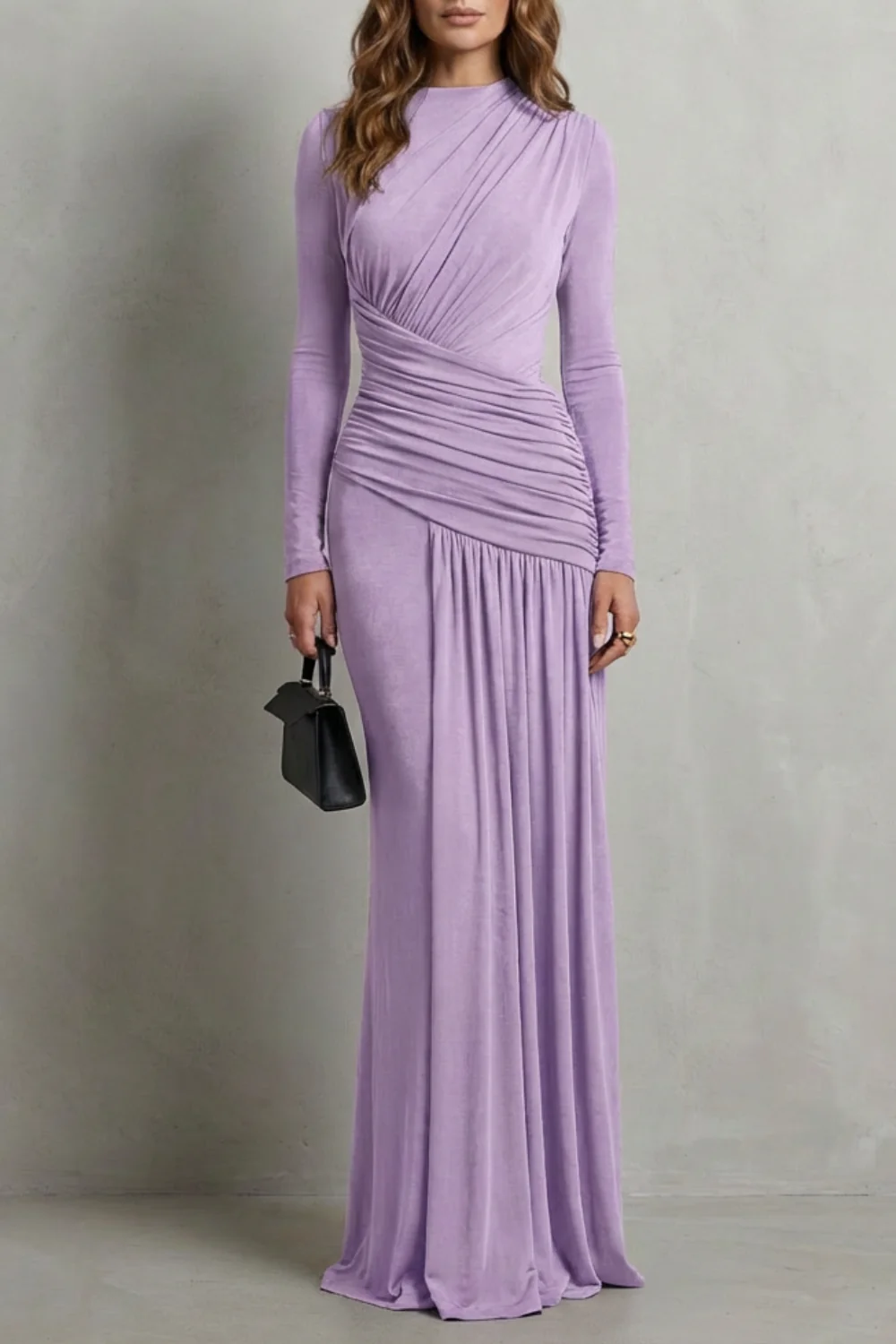 Celeste – Draped Pleated Maxi Dress – Elegant Silhouette - Image 7