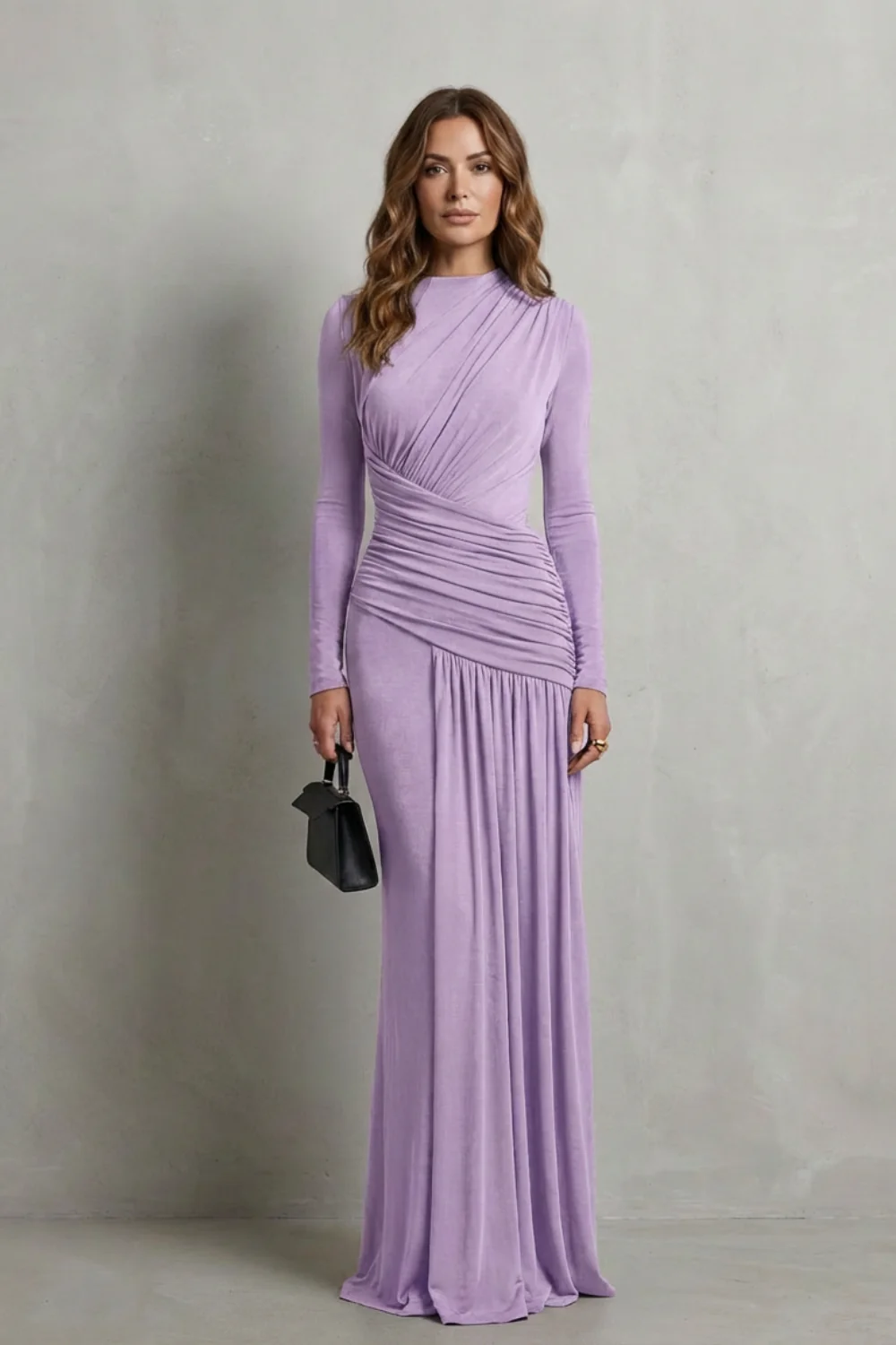 Celeste – Draped Pleated Maxi Dress – Elegant Silhouette - Image 8