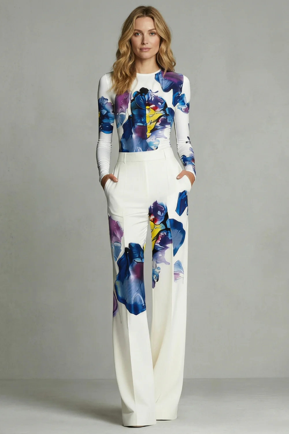 Celestique – Artistic colourblock elegance – Top and trouser set - Image 2