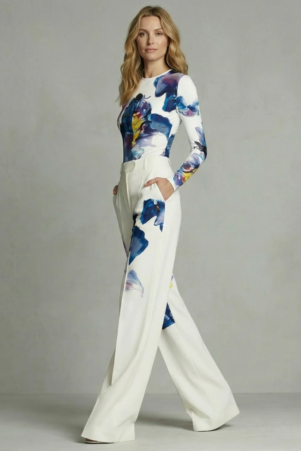 Celestique – Artistic colourblock elegance – Top and trouser set - Image 3