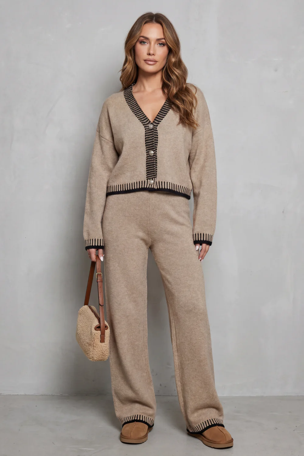 Cerivelle – Contrast trim – Knit loungewear set - Image 2
