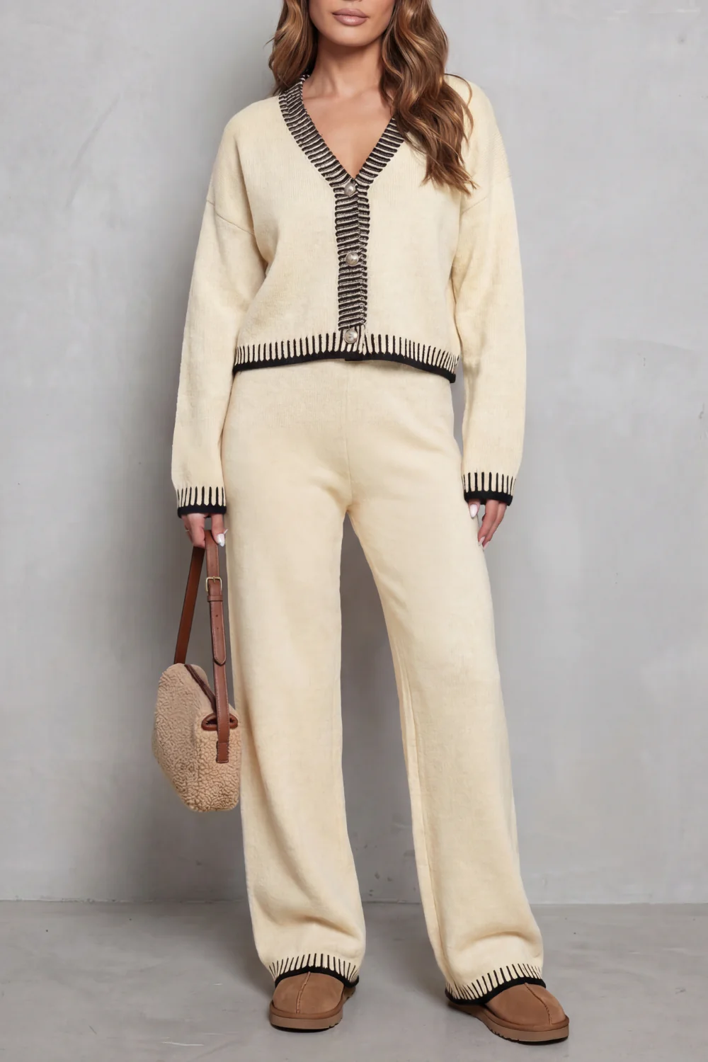 Cerivelle – Contrast trim – Knit loungewear set - Image 7