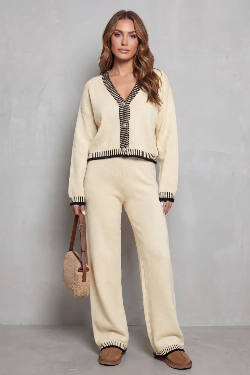 Cerivelle – Contrast trim – Knit loungewear set - Image 8