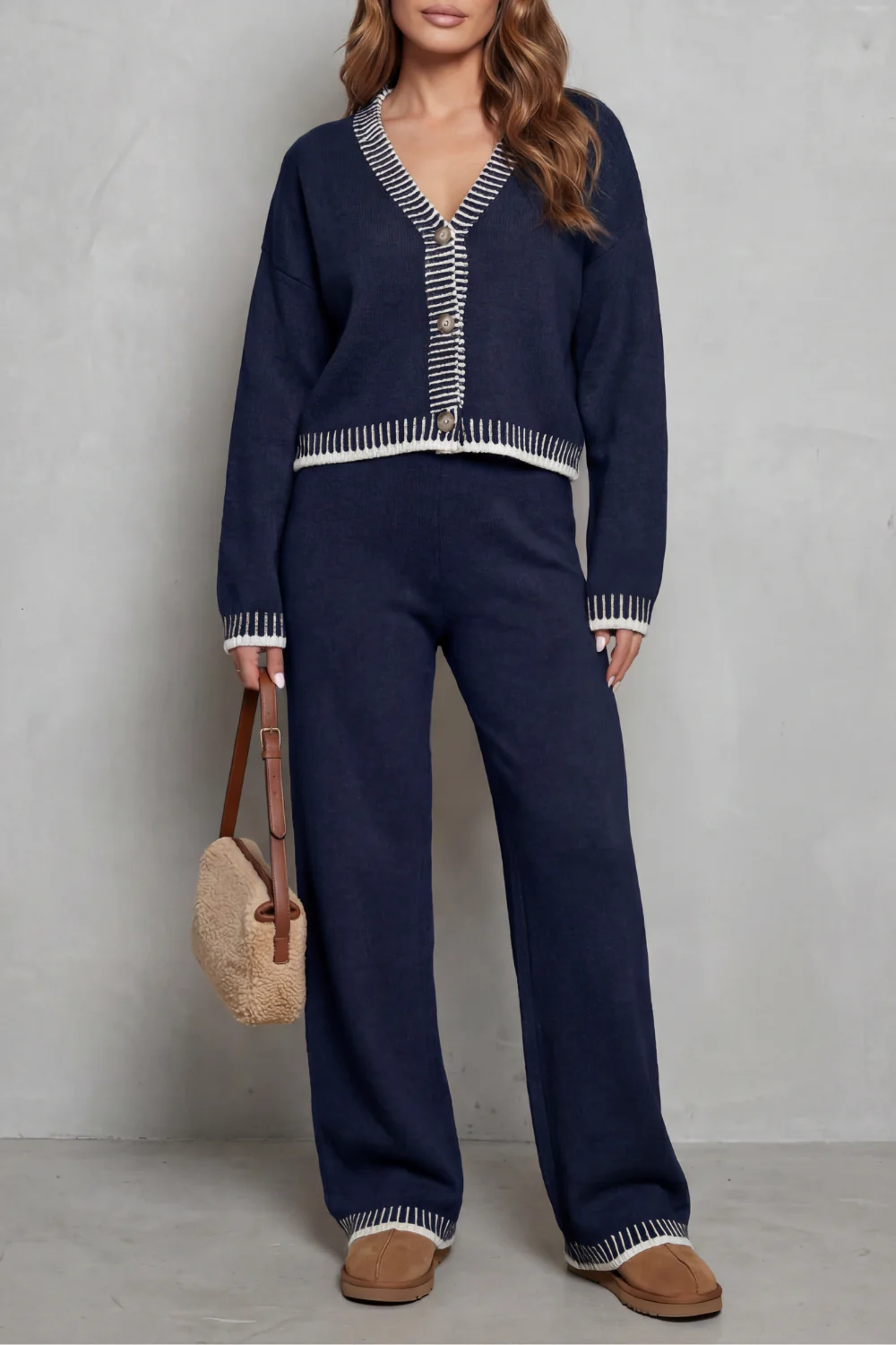 Cerivelle – Contrast trim – Knit loungewear set - Image 9
