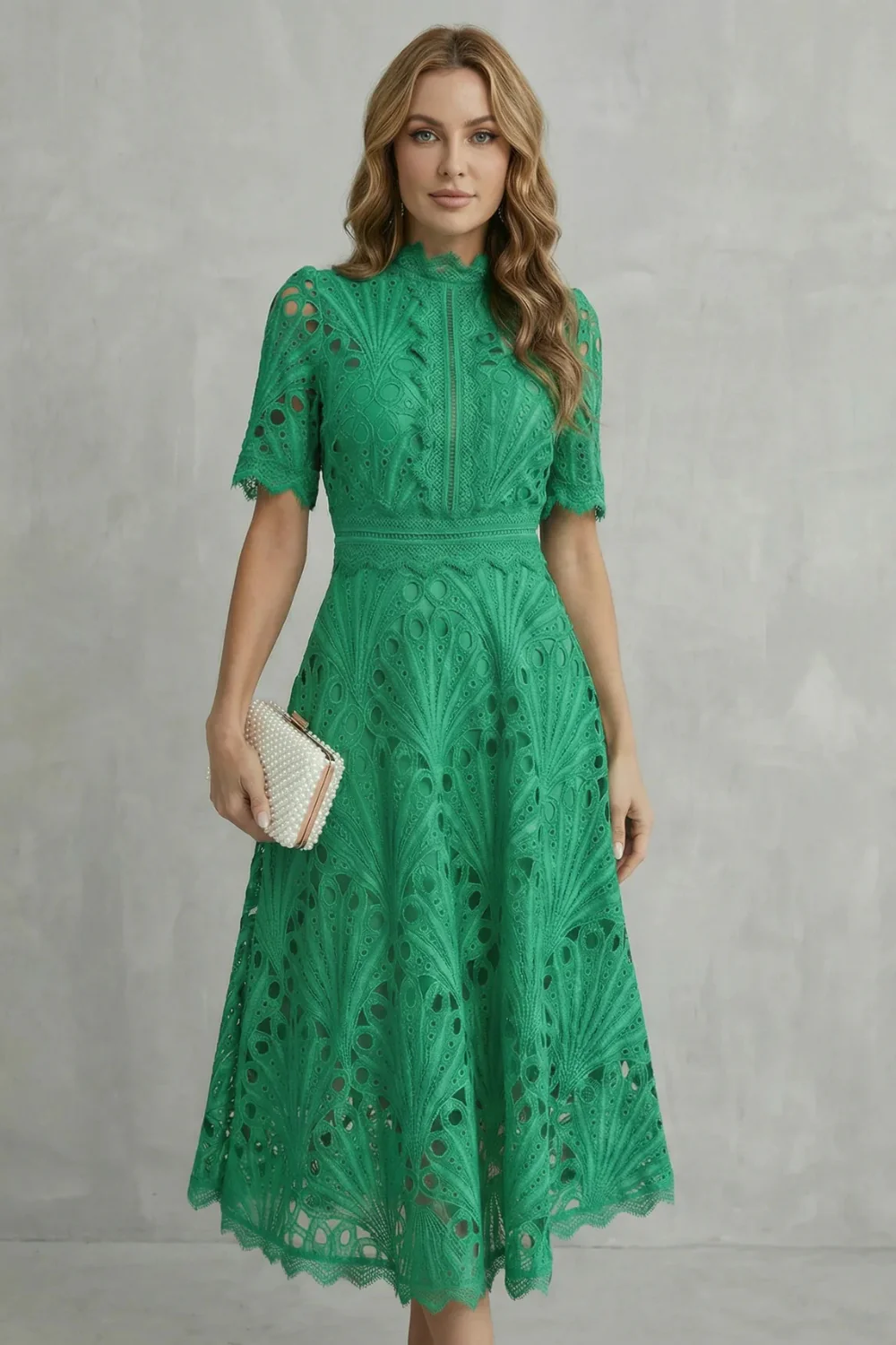 Charlisse – Ornate lace refinement – High-neck midi dress - Image 11
