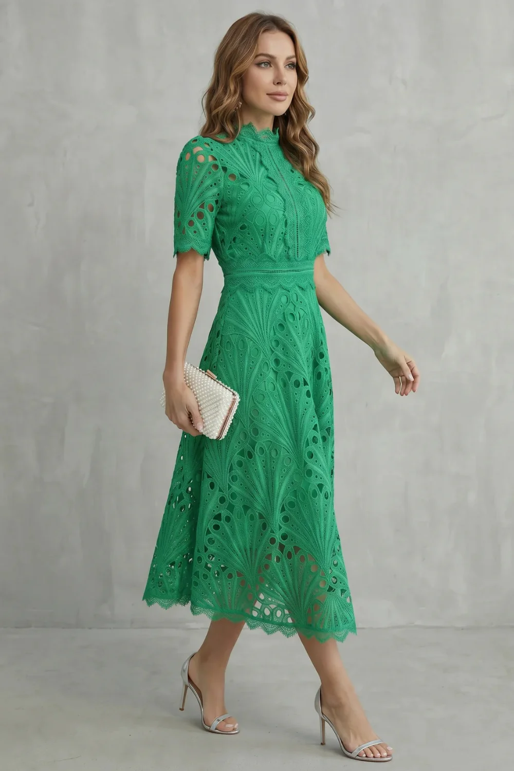 Charlisse – Ornate lace refinement – High-neck midi dress - Image 12