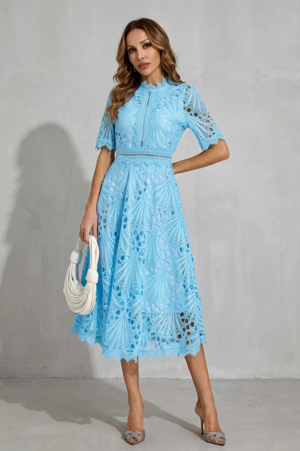 Charlisse – Ornate lace refinement – High-neck midi dress - Image 8