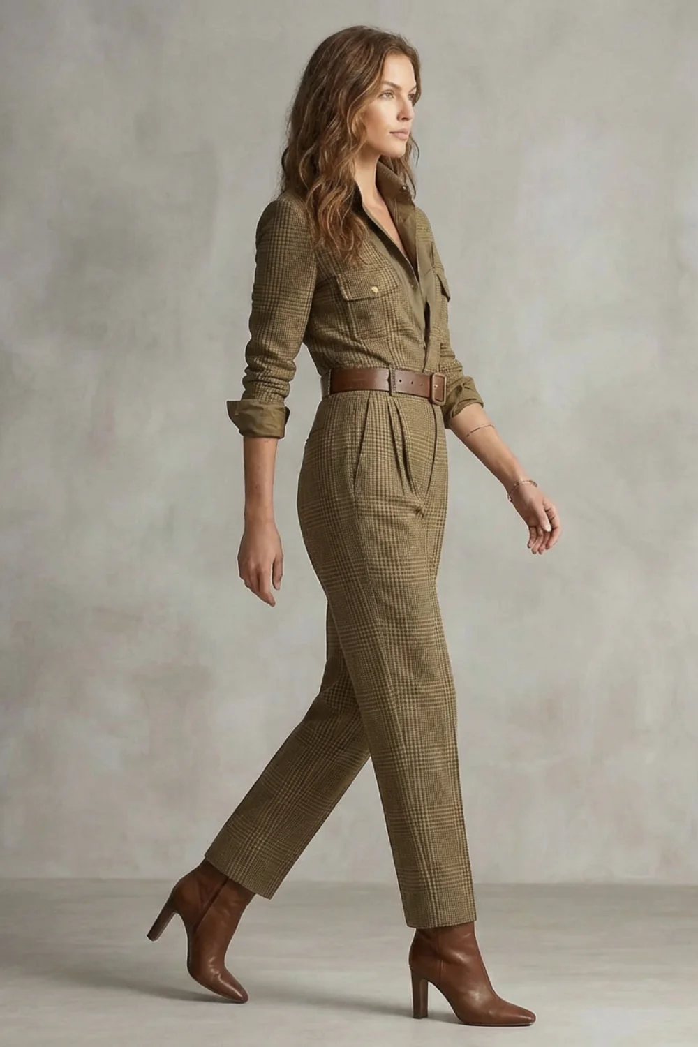 Cléonette – Vintage plaid charm – Tailored jumpsuit - Image 3