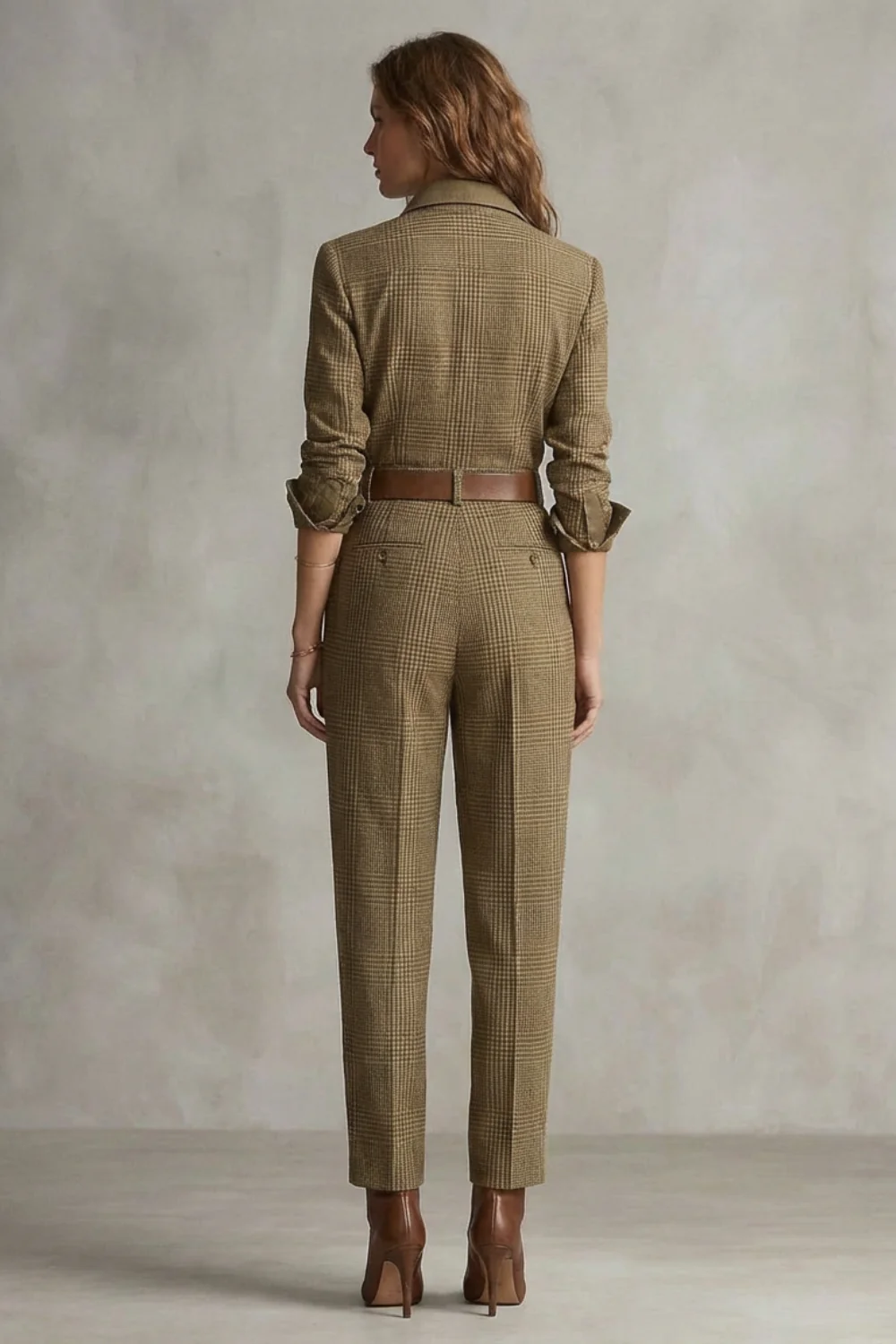 Cléonette – Vintage plaid charm – Tailored jumpsuit - Image 4