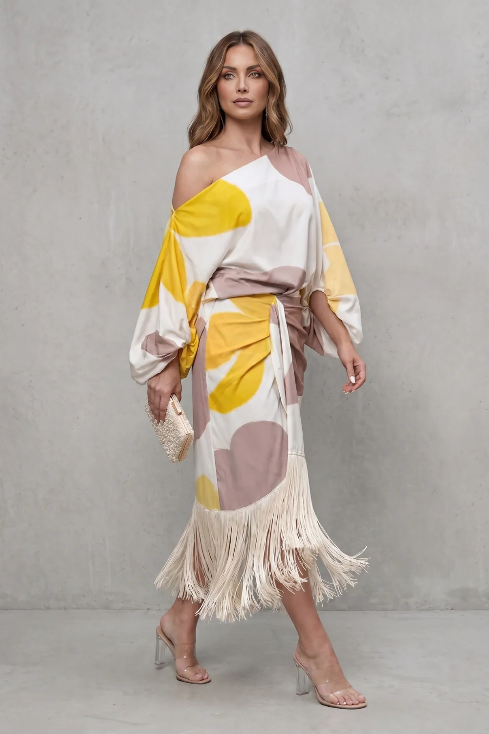 Danivelle – Abstract print fringe elegance – Two-piece set - Image 3