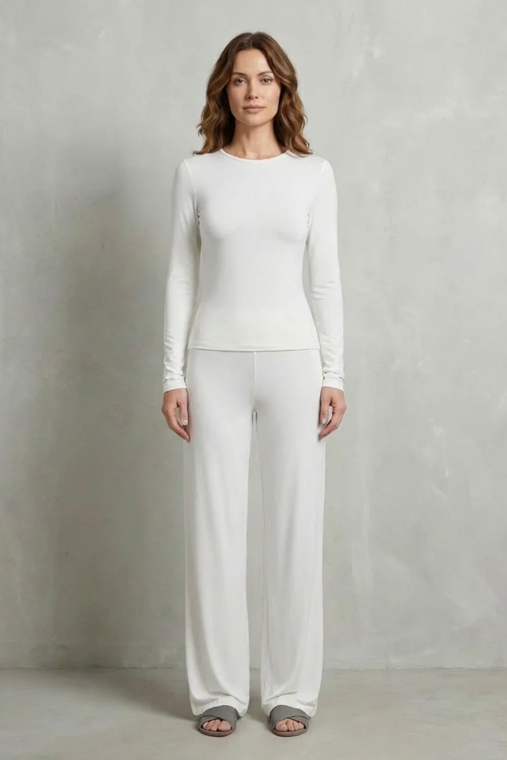 Élan – Sleek Simplicity – Pure Color Wide-Leg Pants Suit - Image 10