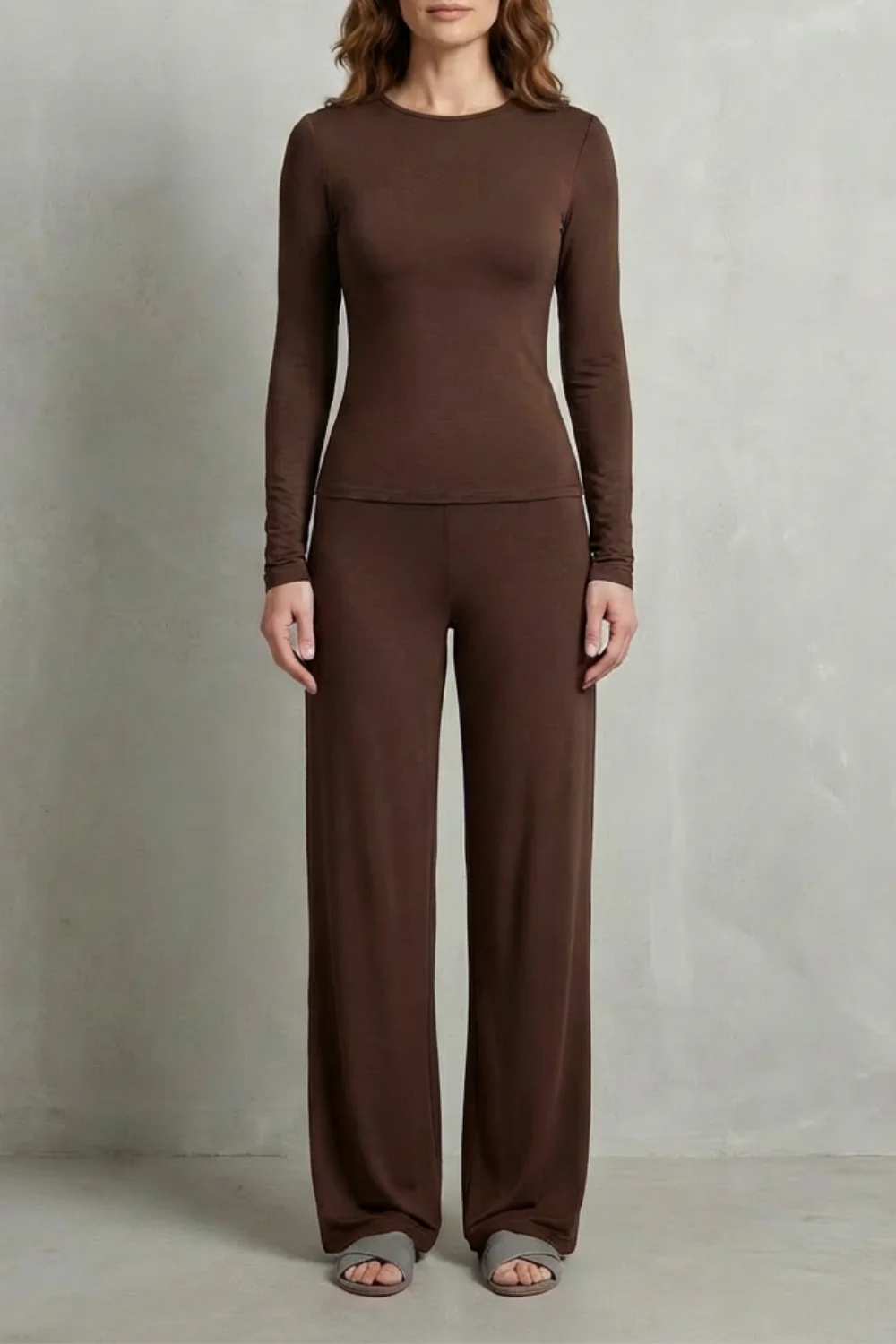 Élan – Sleek Simplicity – Pure Color Wide-Leg Pants Suit - Image 13