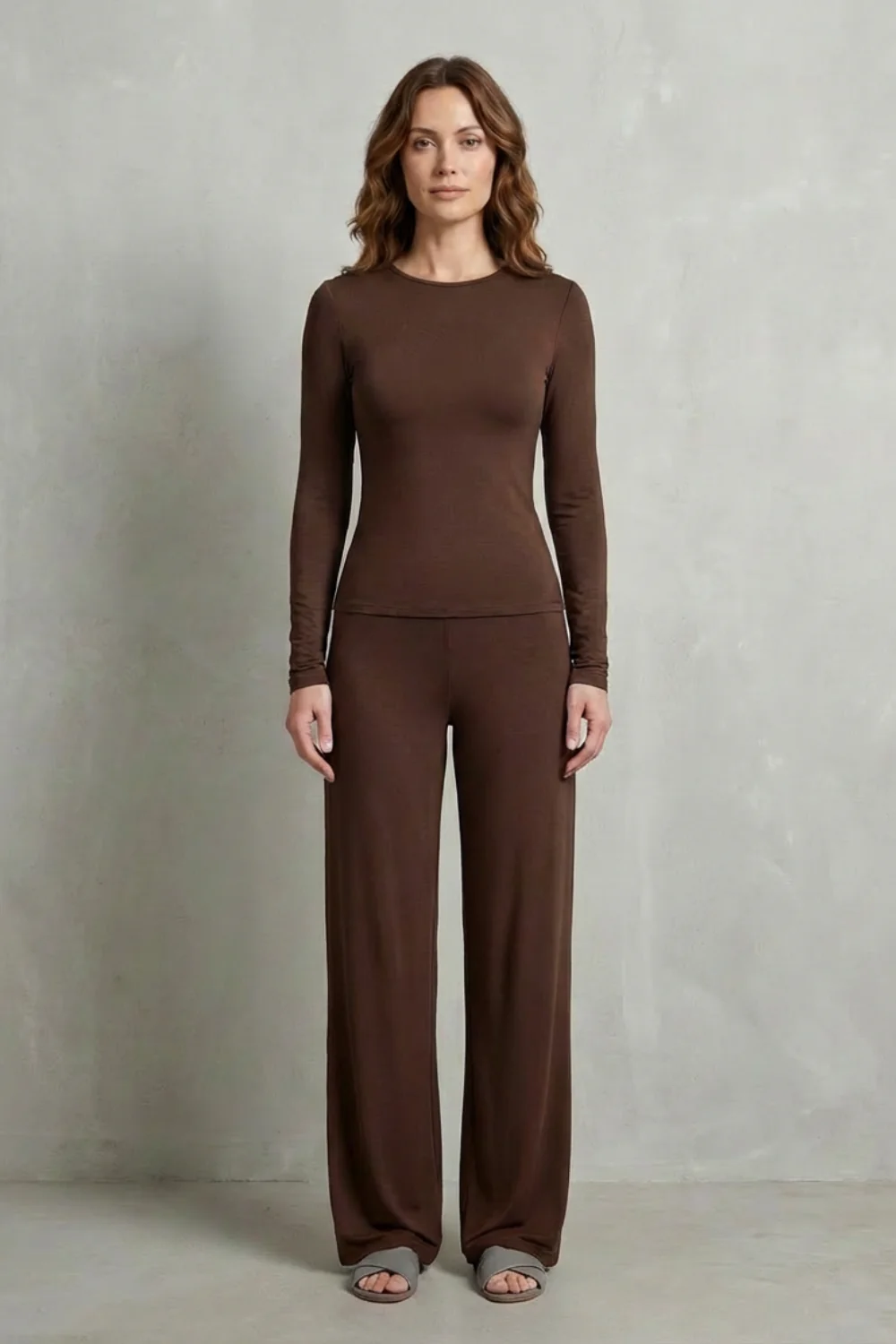 Élan – Sleek Simplicity – Pure Color Wide-Leg Pants Suit - Image 14