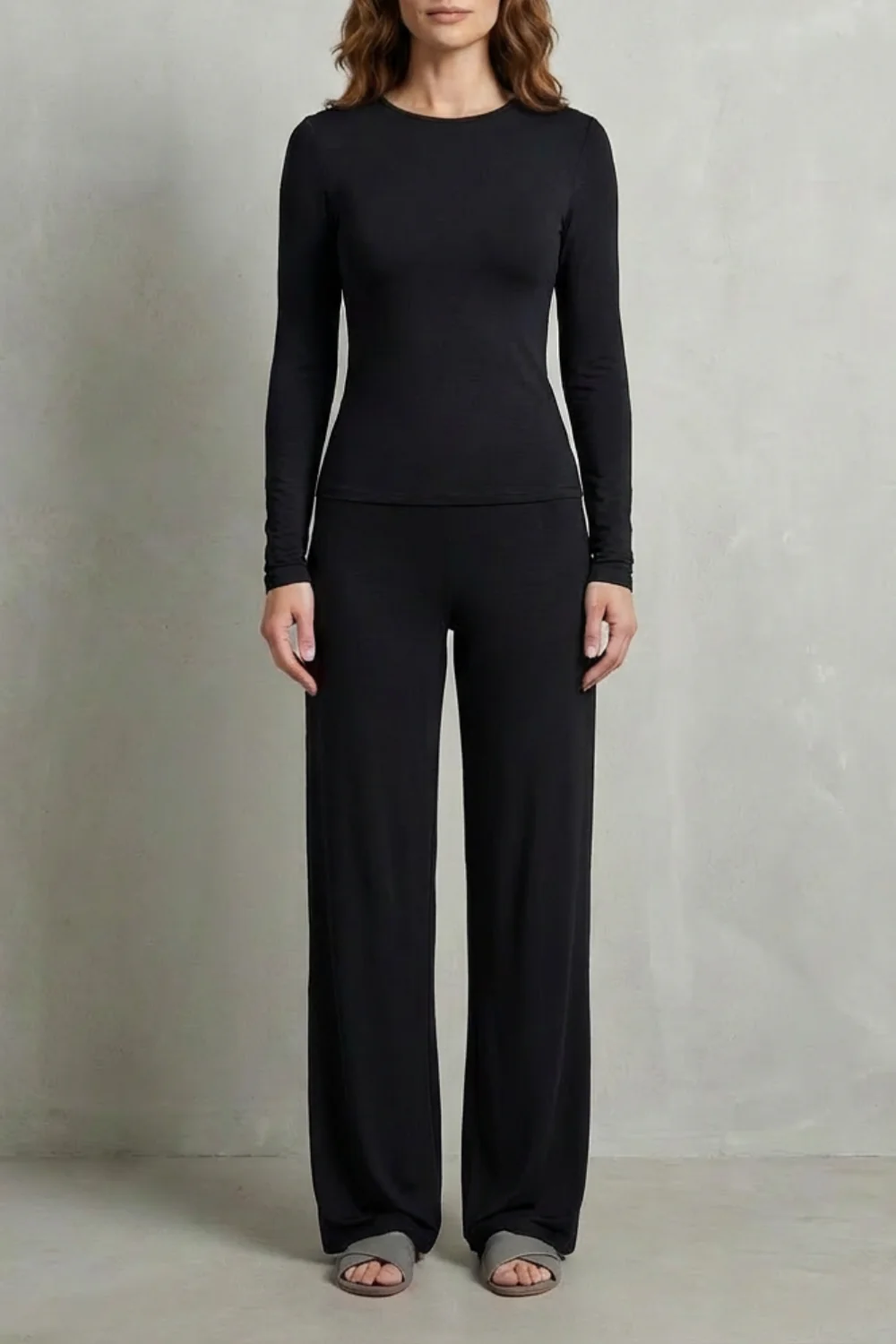 Élan – Sleek Simplicity – Pure Color Wide-Leg Pants Suit - Image 17