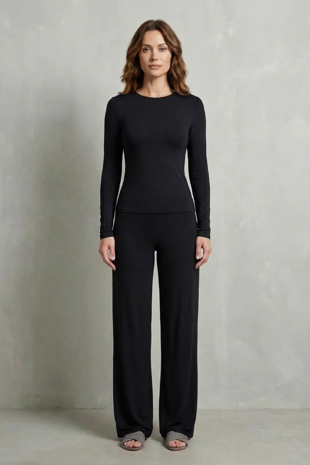 Élan – Sleek Simplicity – Pure Color Wide-Leg Pants Suit - Image 18
