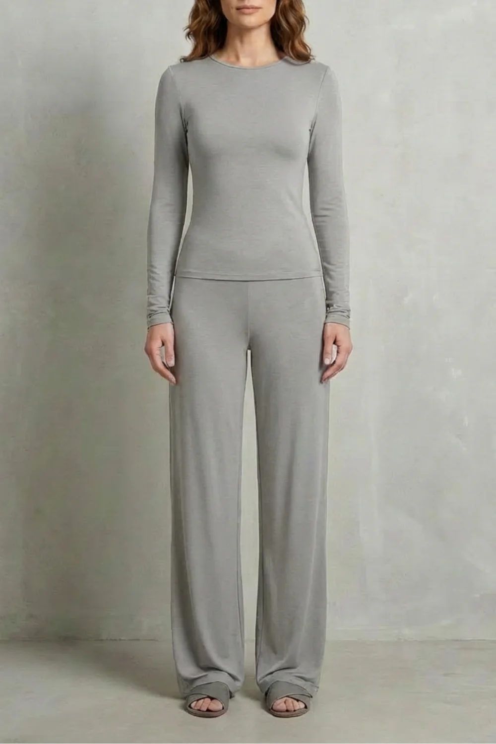 Élan – Sleek Simplicity – Pure Color Wide-Leg Pants Suit - Image 21