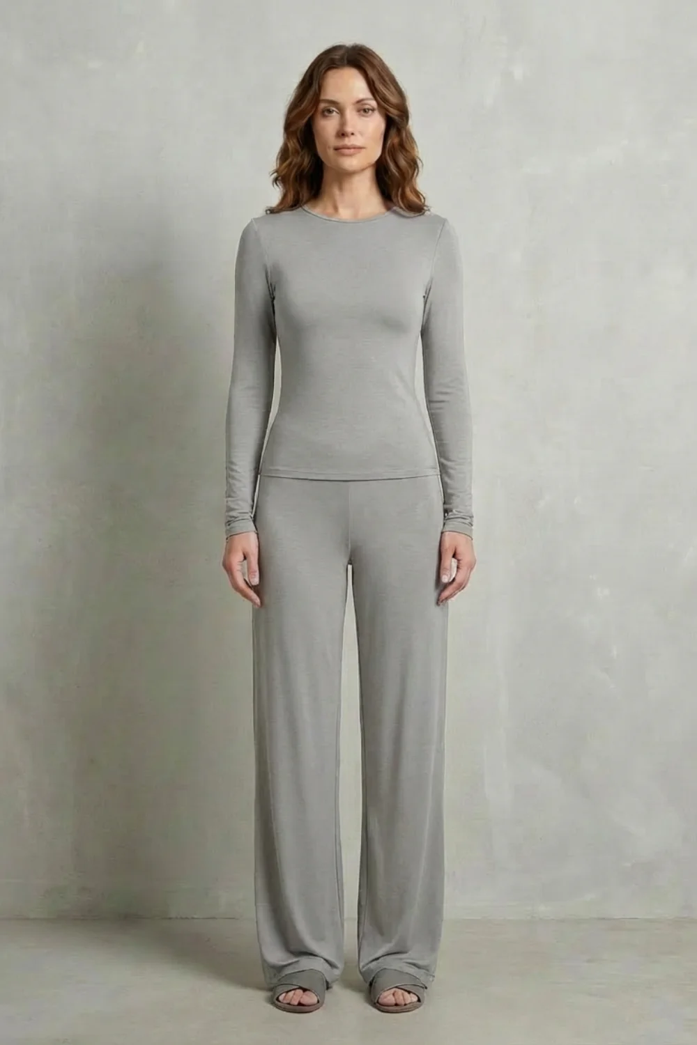 Élan – Sleek Simplicity – Pure Color Wide-Leg Pants Suit - Image 22