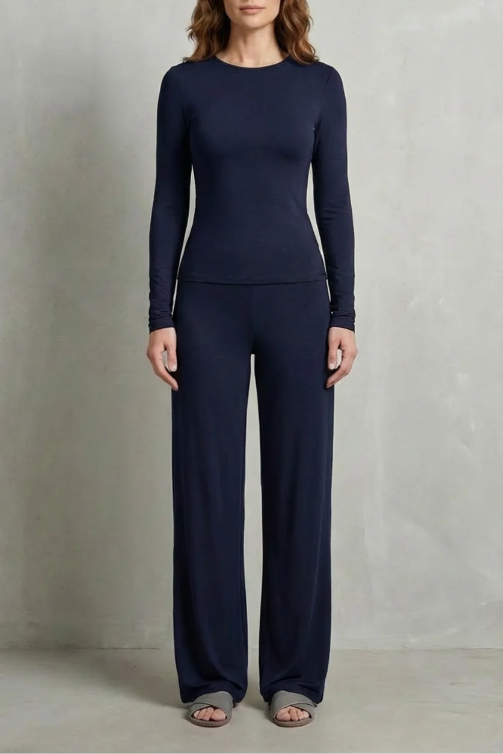 Élan – Sleek Simplicity – Pure Color Wide-Leg Pants Suit - Image 25
