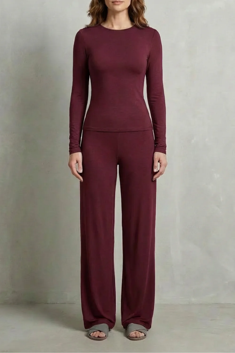 Élan – Sleek Simplicity – Pure Color Wide-Leg Pants Suit - Image 29