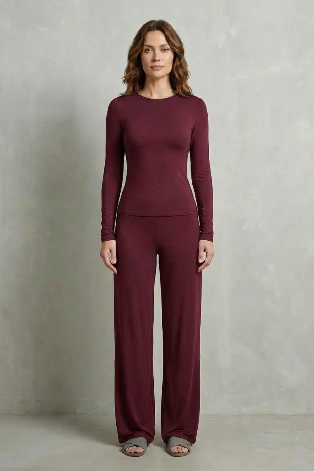 Élan – Sleek Simplicity – Pure Color Wide-Leg Pants Suit - Image 30