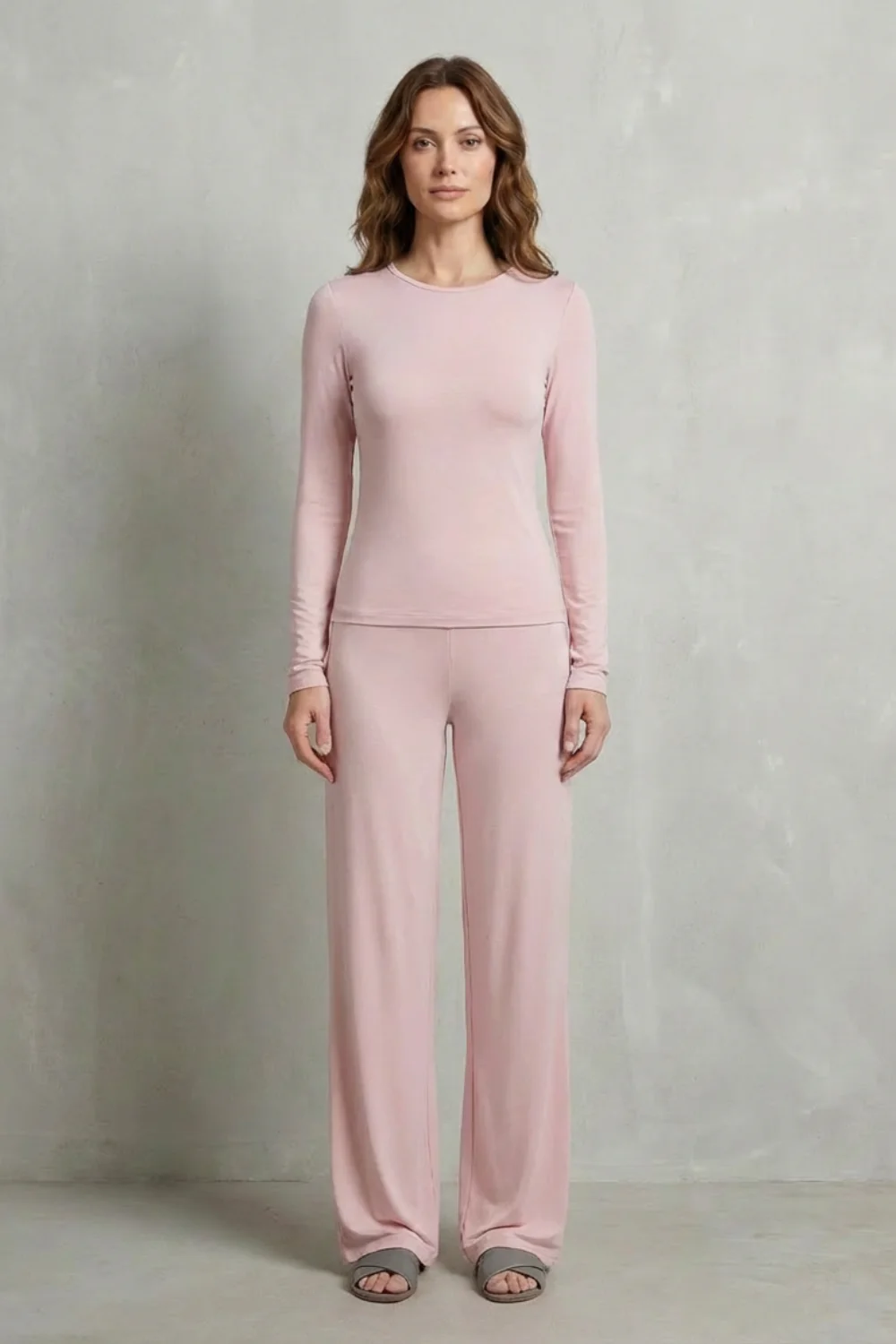 Élan – Sleek Simplicity – Pure Color Wide-Leg Pants Suit - Image 34