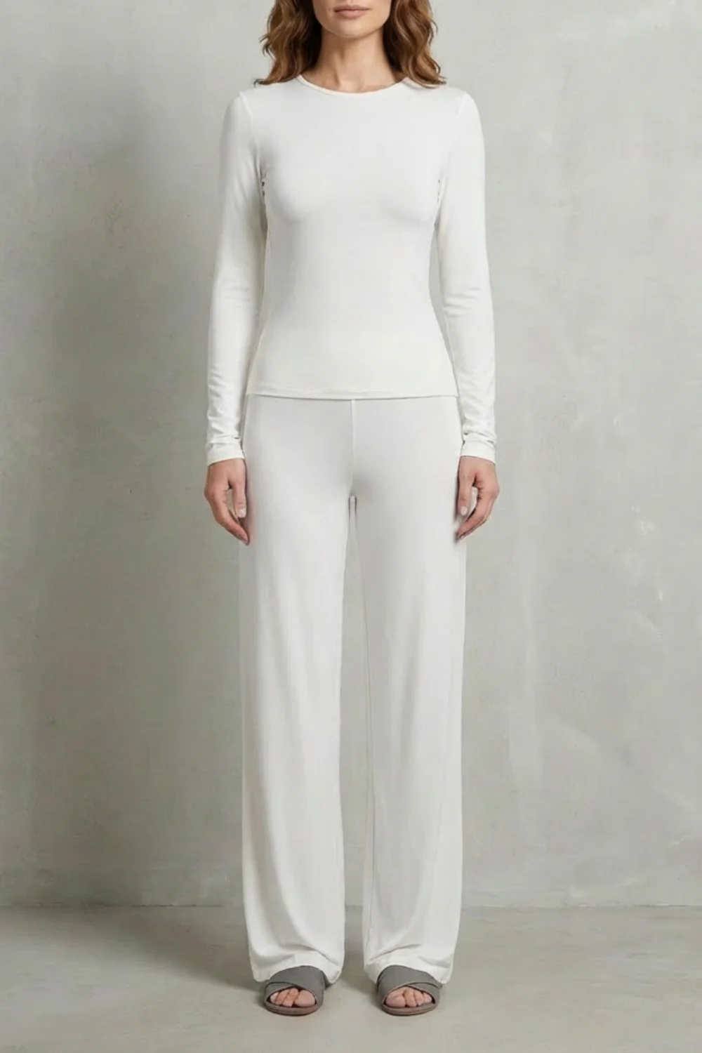 Élan – Sleek Simplicity – Pure Color Wide-Leg Pants Suit - Image 9