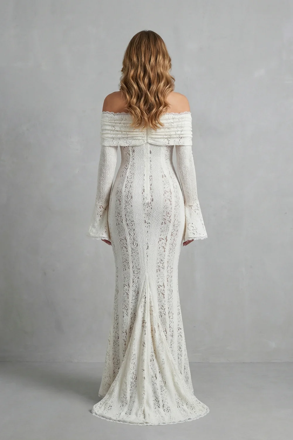 Elarina – Romantic lace silhouette – Off shoulder maxi dress - Image 4
