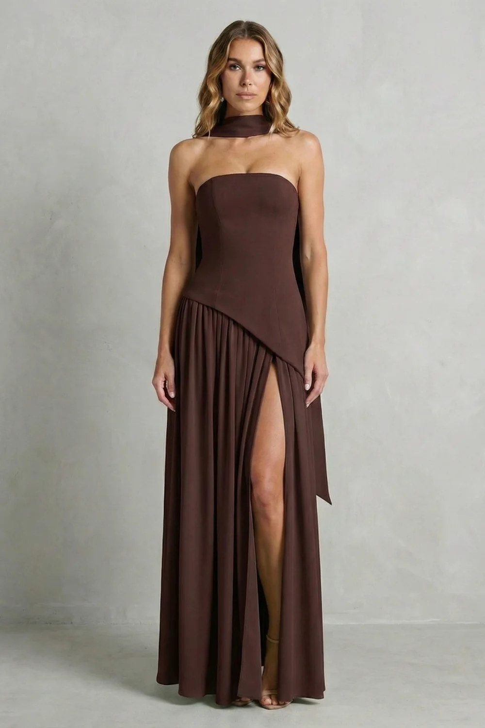 Elarisse – Asymmetric drape accent – Strapless formal gown - Image 10