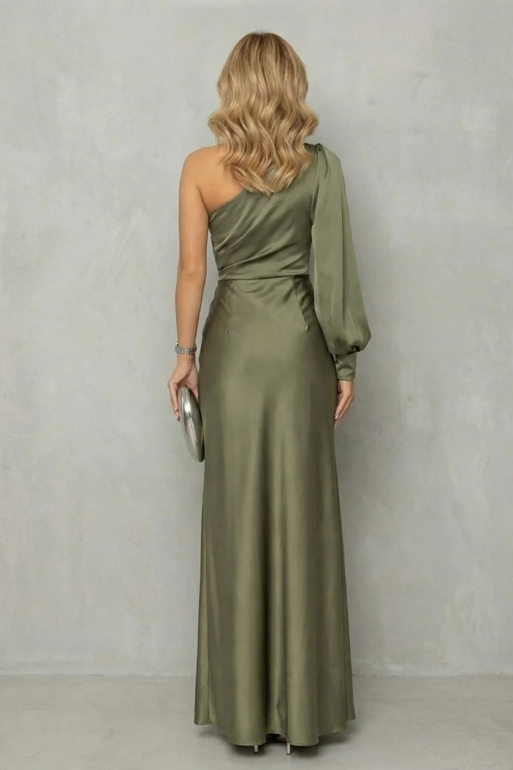 Elarisse – Draped waist elegance – One shoulder slit maxi dress - Image 4