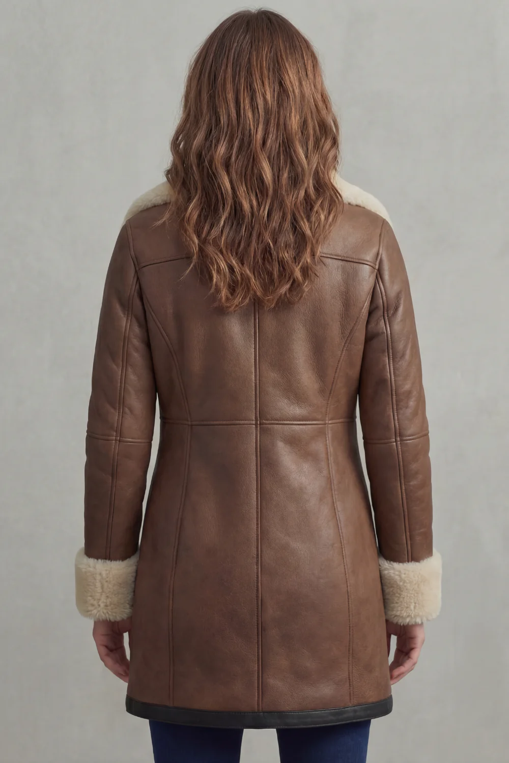 Elisara – Shearling collar – Leather winter coat - Image 4