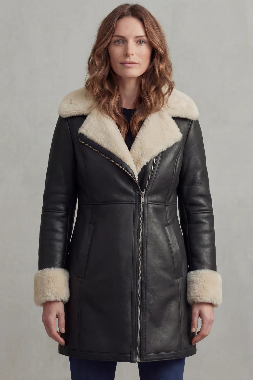 Elisara – Shearling collar – Leather winter coat - Image 6