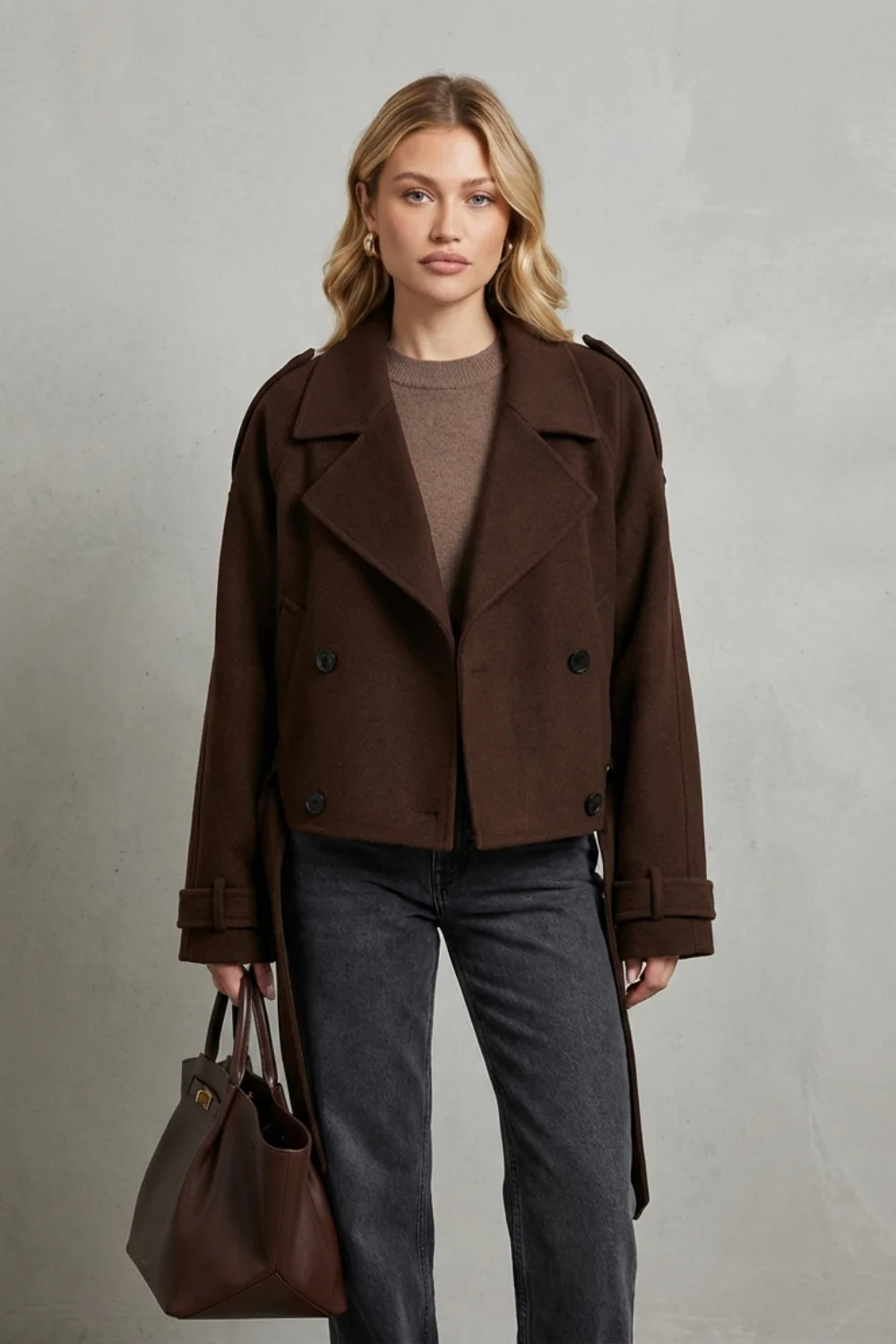 Élise – Double-breasted French Woolen Jacket – Cropped City Coat - Image 2