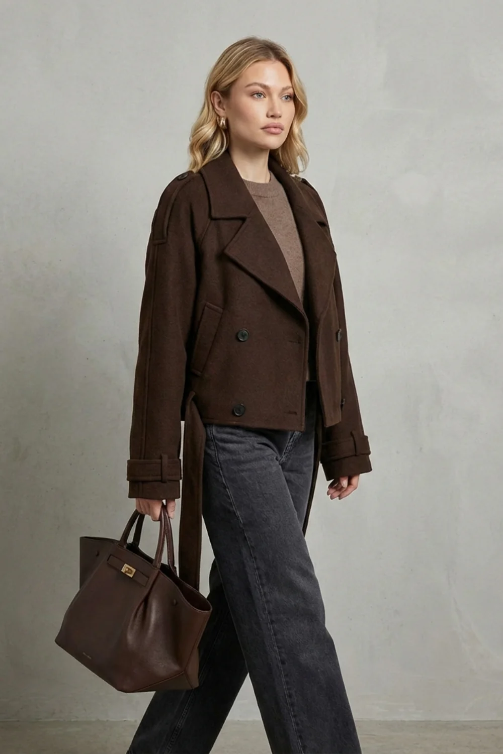 Élise – Double-breasted French Woolen Jacket – Cropped City Coat - Image 3