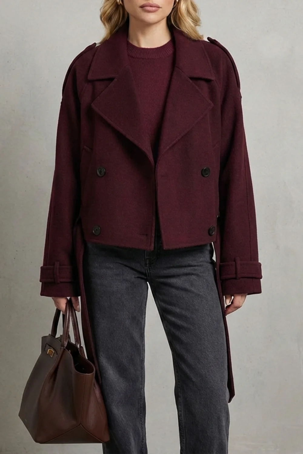 Élise – Double-breasted French Woolen Jacket – Cropped City Coat - Image 5