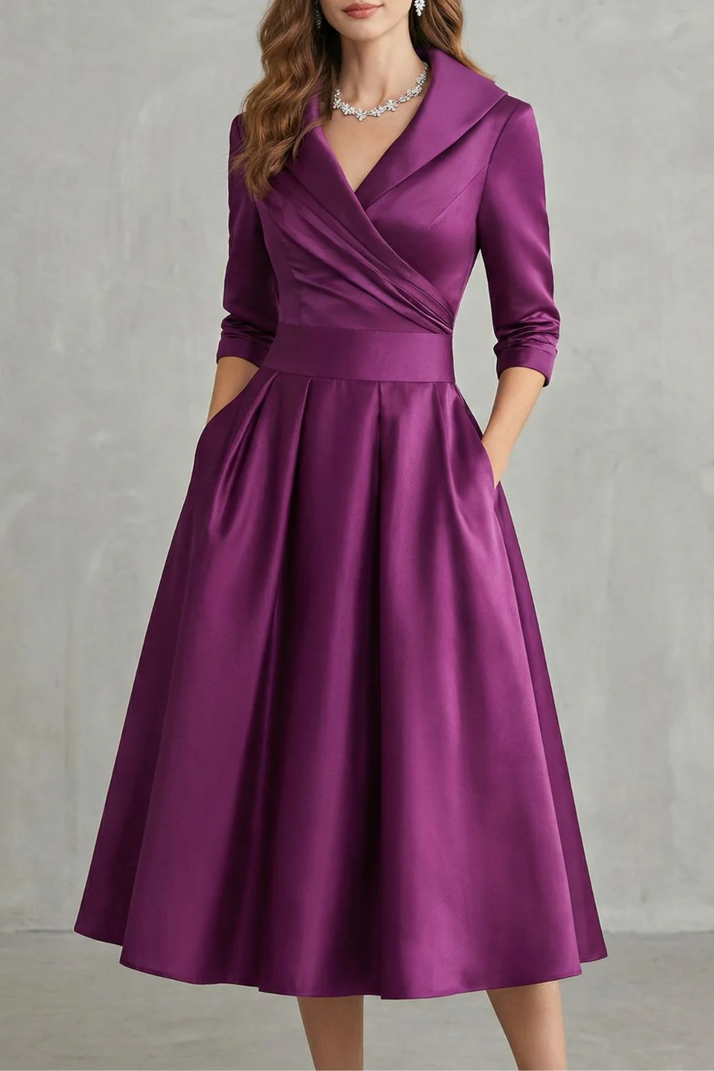 Élodianne – Draped collar elegance – Midi dress - Image 10