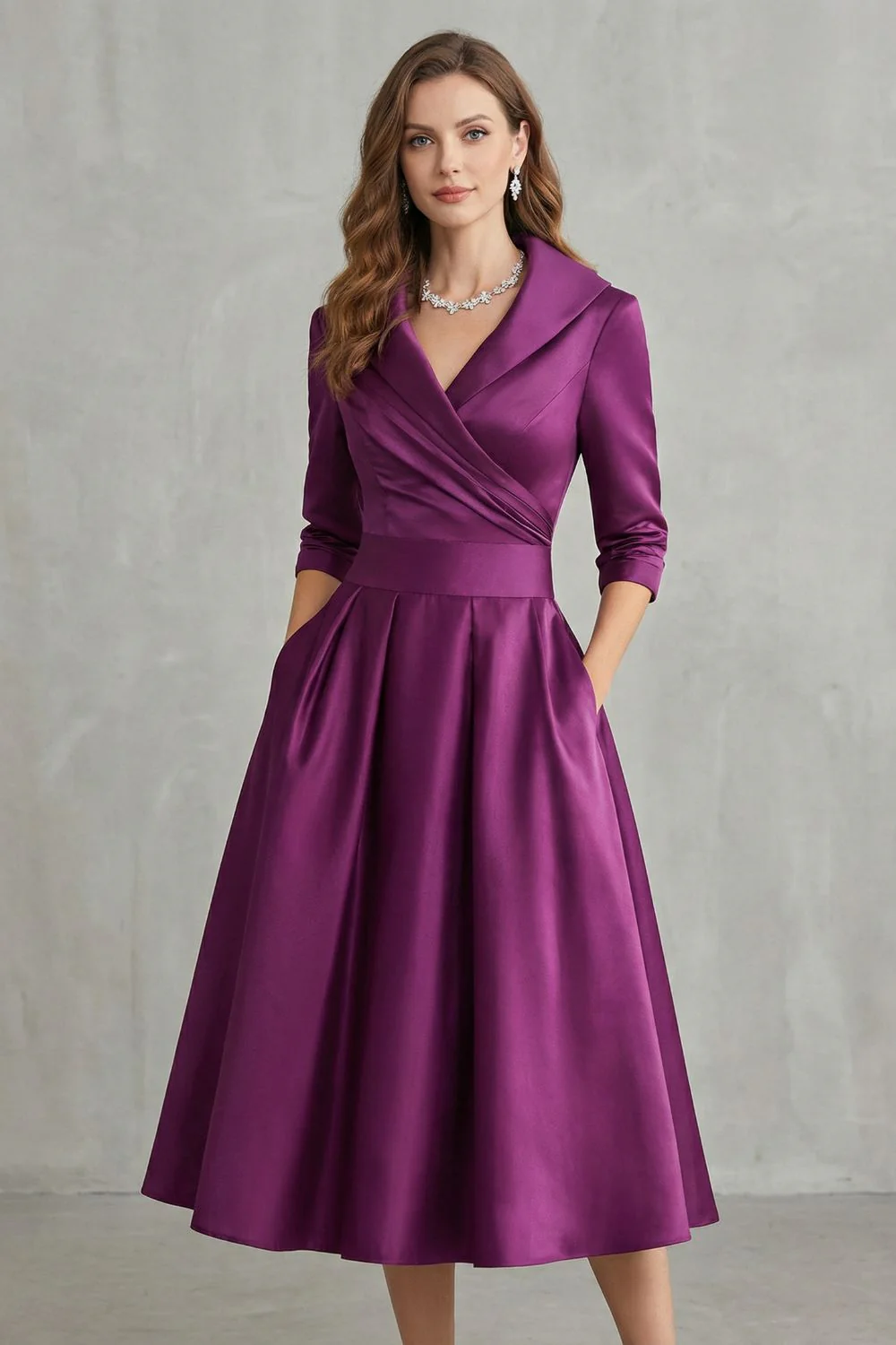 Élodianne – Draped collar elegance – Midi dress - Image 11