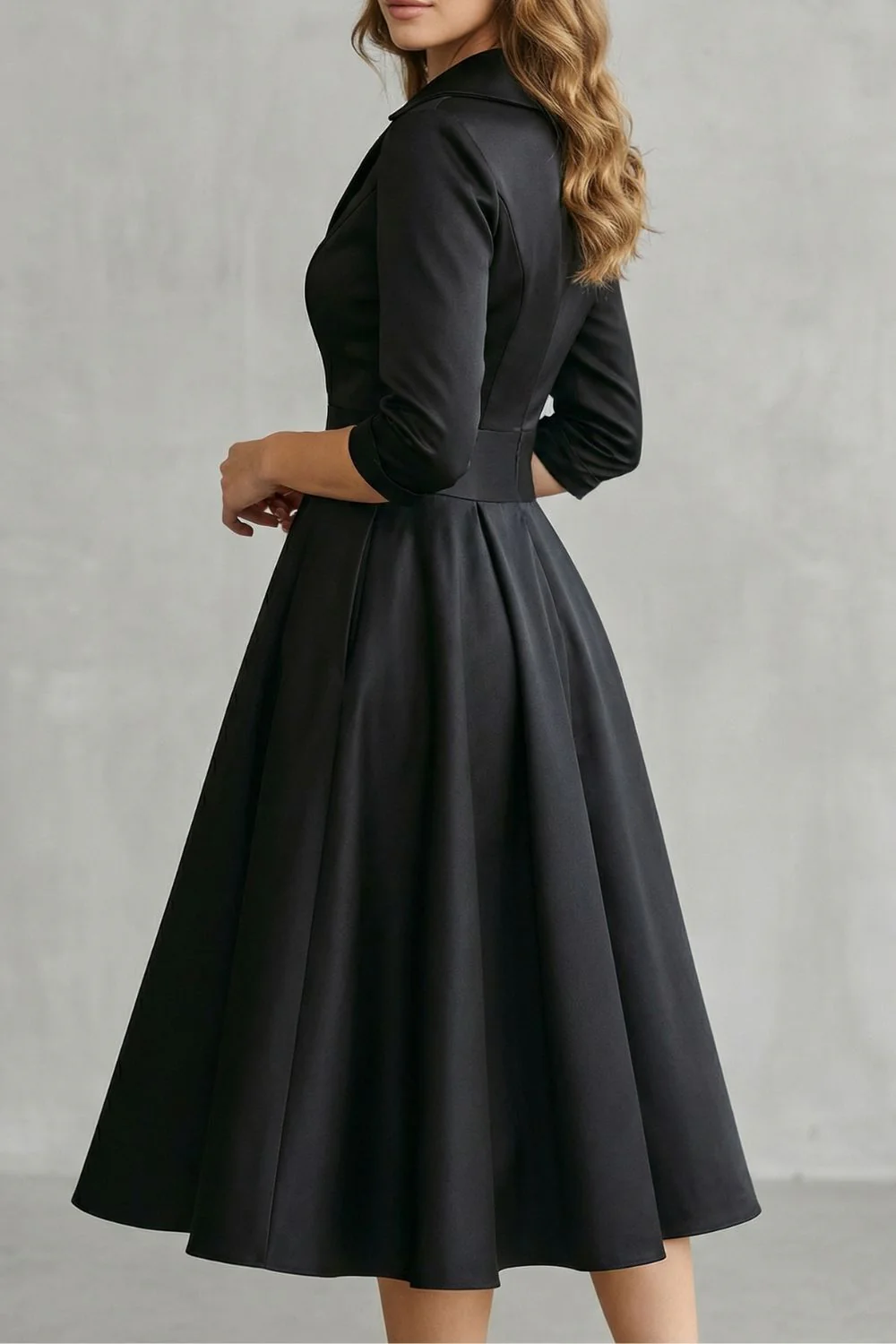 Élodianne – Draped collar elegance – Midi dress - Image 3