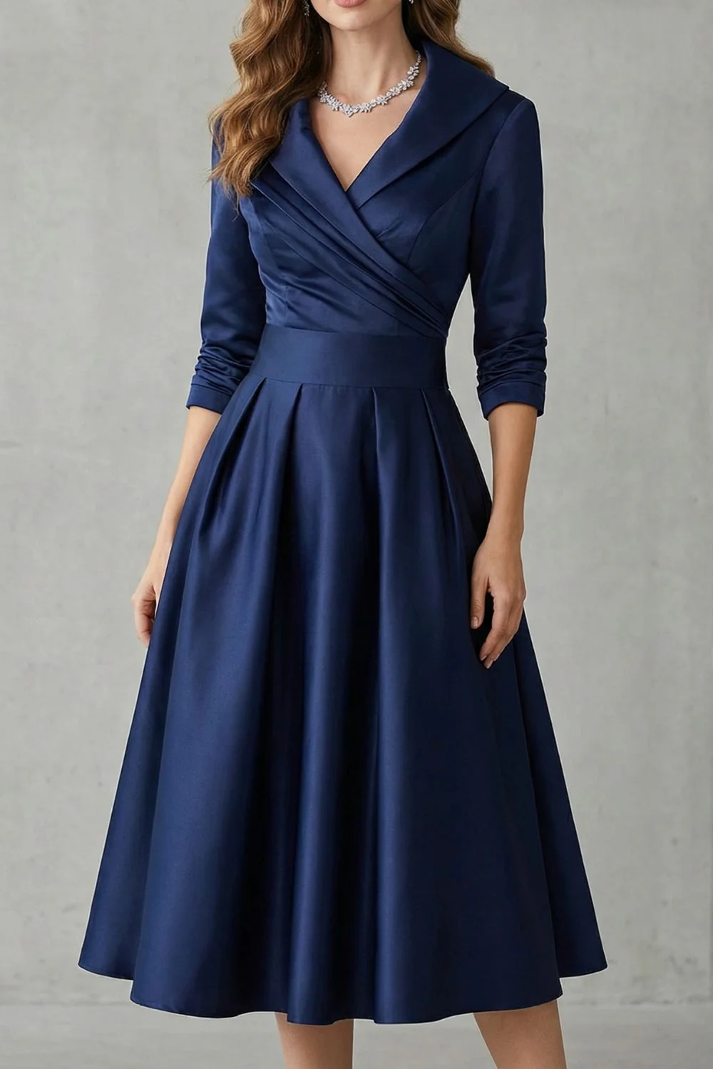 Élodianne – Draped collar elegance – Midi dress - Image 4