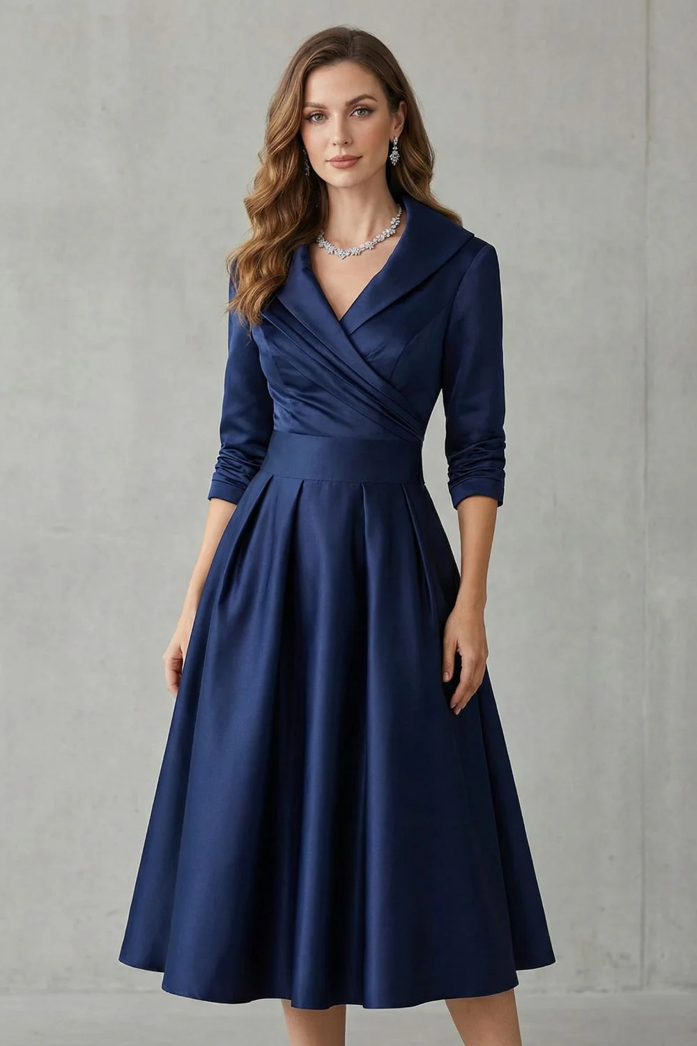 Élodianne – Draped collar elegance – Midi dress - Image 5